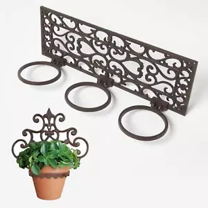 Cast Iron Wall Hanging Flowerpot Holder Hanger Bracket Single and 3 Rings Frame - Picture 1 of 7