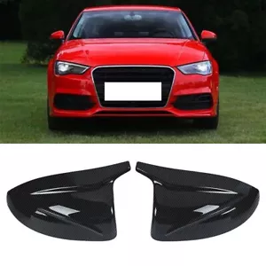 Carbon Fiber Look Side Mirror Covers Fit For Audi A3/S3/RS3 Models 2014-2020 - Picture 1 of 6