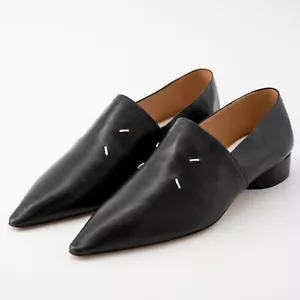 size 40 10US - Maison Margiela Loafers Black Leather Narrow Toe - Picture 1 of 10