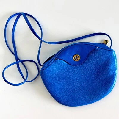 Bolso Bandolera Christian DIOR Azul Piel de becerro Cuero Guijarro Cartera Herrajes Dorados Foto 1 de 4