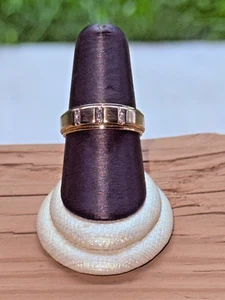 14k yellow gold 6 Diamond mens wedding band size:8 - Picture 1 of 9