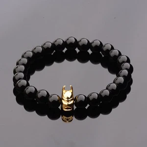 Neueste Charm Herren Schwarz Lavastein Batman Armband Perlenarmband Günstigste - Bild 1 von 23