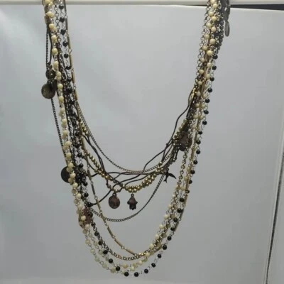 Soft surroundings coin Necklace tan/black 5 strands NWT - Image 1 of 4