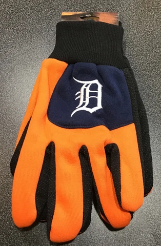 Detroit Tigers FOCO Team Utility Orange Gloves Blue Palm Work Gloves NEW Cover