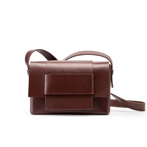 Bolsos de mano de cuero liso para mujer pequeños informales deben bandolera bolsos de cuero de vaca - Imagen 1 de 22