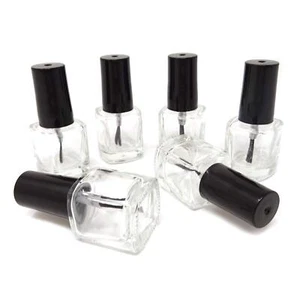 6Pack Glass Nail Polish Bottles Refillable Nail Polish Containers with Brush Cap - Picture 1 of 6