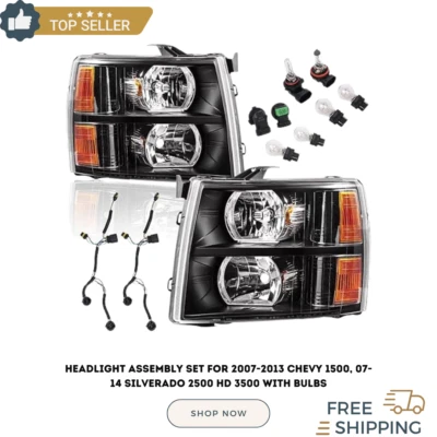 Juego de montaje de faros para Chevy 1500 2007-2013, 07-14 Silverado 2500 HD 3500 Foto 1 de 4