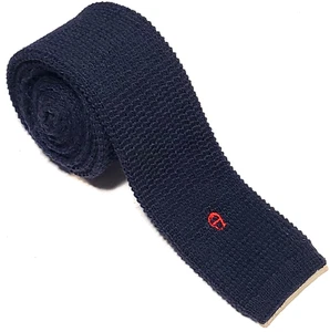 Vintage Etienne Aigner blau Wolle Krinkle Strick quadratisches Ende Krawatte rotes Logo 54x2,25" - Bild 1 von 6