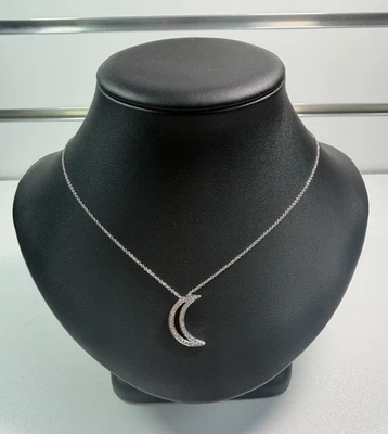 TIFFANY & CO PLATINUM .16CTW DIAMOND Moon Pendant & Necklace - Image 1 of 4