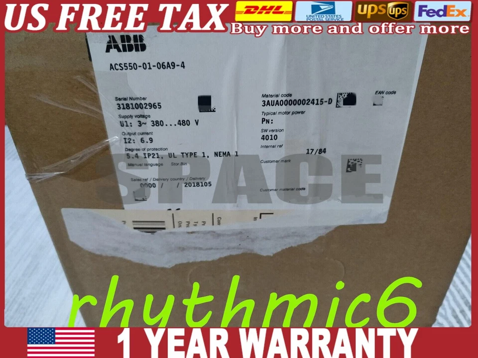 Brand New ABB ACS550-01-06A9-4 Inverter 380V 3KW No Keypad - Image 1 of 1