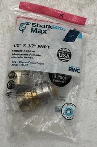 4-Pack SharkBite 1/2" Female Adapters - Push-to-Connect Plumbing Fittings - Picture 1 of 6