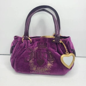 Juicy Couture Vintage Y2K Purple Velour Velvet Hobo Shoulder Bag Purse - Picture 1 of 9