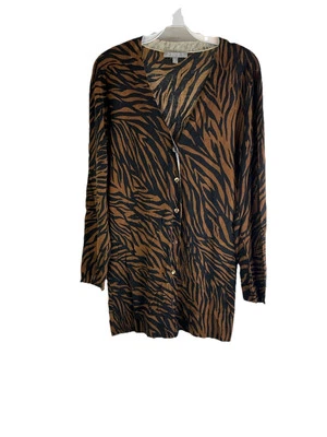 Cárdigan suéter vintage años 90 Neiman Marcus cachemir estampado animal para mujer mediano Foto 1 de 4