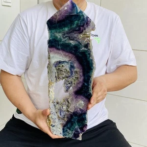 Obelisco di Fluorite Naturale Cristallo di Quarzo Guarigione Reiki Bacchetta Torre Punta 4420g - Foto 1 di 18
