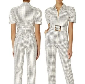 WEWOREWHAT Jumpsuit White And Black Polka Dot Trendy Pattern Size S/P - Picture 1 of 10