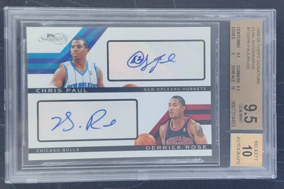 2008-09 Topps Signature Chris Paul Derrick Rose Dual Auto RC /49 BGS 9.5/10 - Image 1 of 3