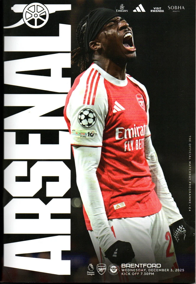 Arsenal v Brentfortd 3/12/2025 programme + poster - Image 1 of 1