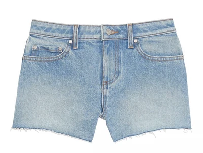 Pantalones Cortos ROSA Victoria’s Secret Para Mujer 8 Azul Denim Corte Tiro Medio Dobladillo Crudo Retro Foto 1 de 4