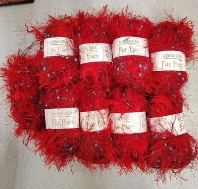 Moda • Dea Fur Ever RED HOTT 3926 8.5 Skeins Of Yarn VALENTINES DAY 1.76 OZ EACH - Image 1 of 3