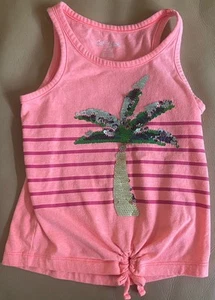 Cat & Jack Pink Sequin Palm Tree Top (XS 4/5) - Picture 1 of 4