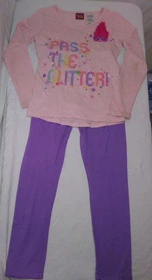 Disney Trolls Girls Shirt/Leggins Outfit Long Sleeves Size 7/8 - Image 1 of 4