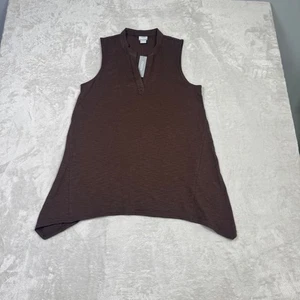 NWT Chicos Women's Tunic Tank Top Cotton Slub Knit M 8-10 Sleeveless Brown - Picture 1 of 7