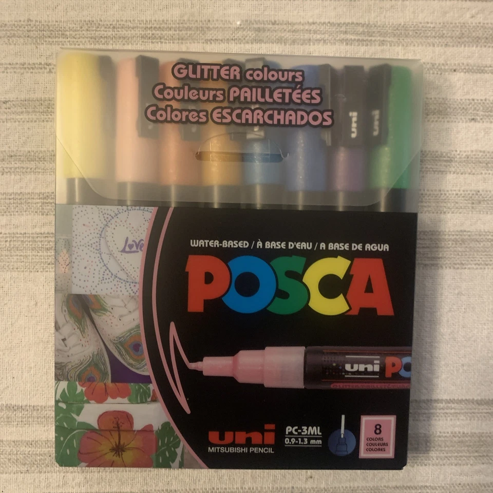 Uni Posca Acrylic Paint Marker Set,Glitter Assorted (0.9-1.3mm,8 Colors) - Image 1 of 1