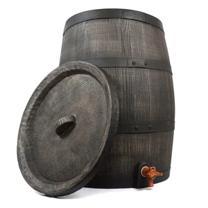 YERD Regen tonne Wasser tank Fass 140 Liter 3/4" Auslaufhahn Holz Barrik Optik - Bild 1 von 9