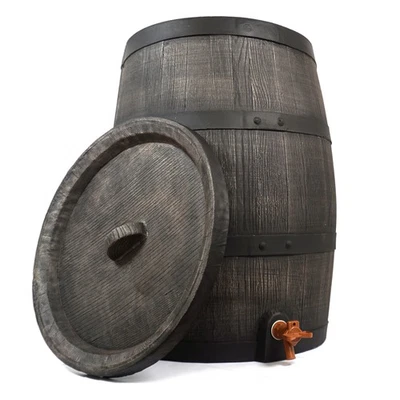 YERD Regen tonne Wasser tank Fass 140 Liter 3/4" Auslaufhahn Holz Barrik Optik - Bild 1 von 4
