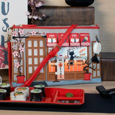 Vendula Sushi Grey Edt. Crossbody Kate Bag Boutique Novelty Designer Cat Dog - Image 1 of 4