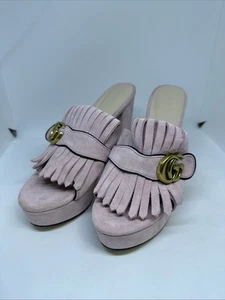 Gucci Sandalen GG Marmont Rosa Wildleder Fransen Größe 39 UK 5,5-6 - Bild 1 von 16