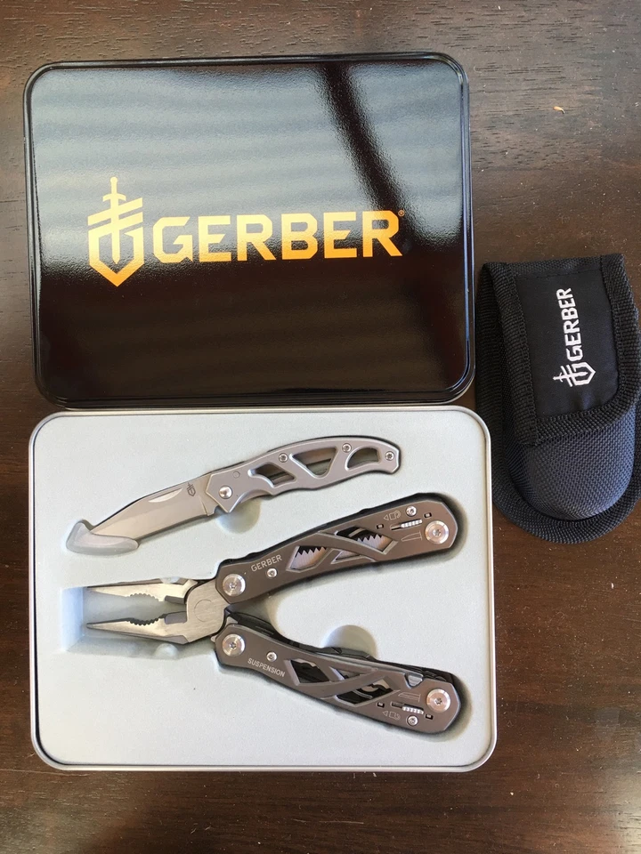 Gerber Suspension Multi Tool & Mini Fine Edge Paraframe Folding Knife Combo 3208 - Image 1 of 4