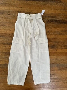 Joie Damen Cargo Baggy Hose mit Gürtel Gr. 00 Weiß Neu - Bild 1 von 8