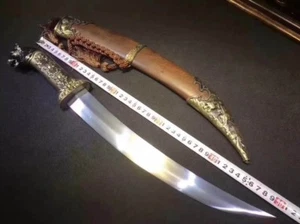 Handgefertigter Mongolei Krummsäbel Dolch Jagdmesser Schwert 1060 Kohlenstoffstahl Palisander - Bild 1 von 8