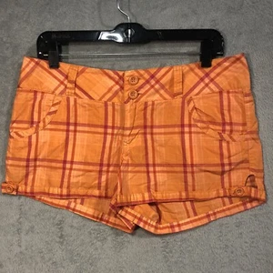 No Boundaries stretch Orange Plaid checkered shorts pockets. 33” waist - Picture 1 of 5