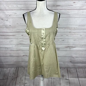 Stetson Women’s Sleeveless Blouse Tank Top Size Medium Green 1/2 Button - Picture 1 of 9