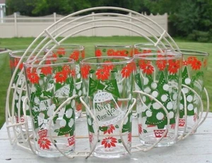 Bicchiere da cocktail vintage Natale vacanze set 8 porta tote baule merce nocciola - Foto 1 di 8