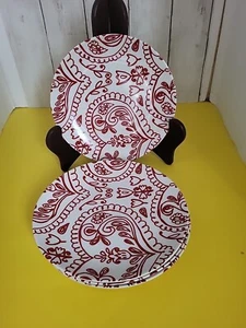 Lot Of 4-8" New Crate And Barrel Plate Red White Valentine - Picture 1 of 4
