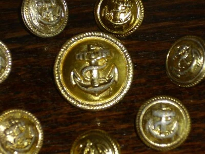 Knopf, Knöpfe, Metallknöpfe, 3 St. goldfarben, maritim, mit Anker - Bild 1 von 4