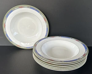 Mikasa Plaza Court Blue Soup Bowls 9 1/2" Set of 7 Ultima HK707 - Picture 1 of 10