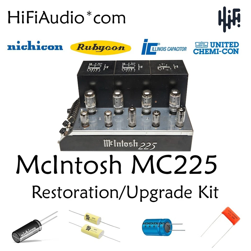 McIntosh MC225 Amplificador Restauración Tapa Reparación Actualización Reconstrucción Kit Condensador Foto 1 de 4