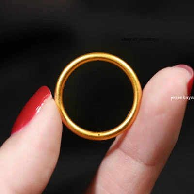 AU750 18K Yellow Gold Lucky Circle Rings Men Women Band US Size 4-10 0.5-0.7g - Image 1 of 4
