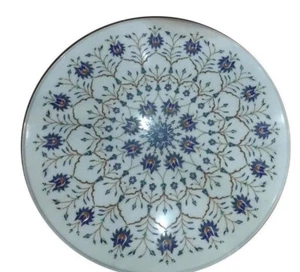 Custom Marble Inlay Console Table Handicraft Lapis Lazuli Inlaid Fine Arts Stone - Picture 1 of 6