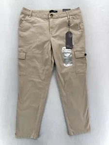 1822 Denim Skinny Ankle Cargo Pants Women's 12 Khaki Beige Stretch High Rise NWT - Picture 1 of 13