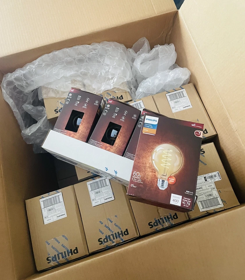 Philips Vintage 60W Amber G25 LED Decorative Light Bulb Dimmable, Quantity:40 - Image 1 of 1
