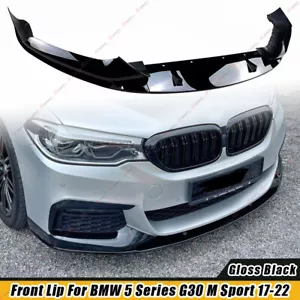 For 2017-2022 BMW 5 Series G30 G31 M Sport Front Bumper Lip Spoiler Gloss Black - Picture 1 of 8