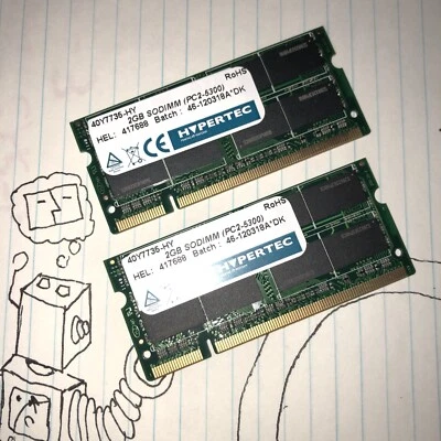 MAC COMPATIBLE ddr2 pc2-5300 667mhz 200-pin sodimm 2x2GBMB MATCHED PAIR - Image 1 of 2