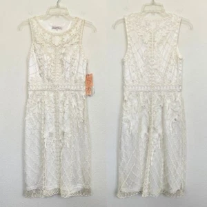 Sue Wong Lace Embroidery Mesh Sleeveless Sheath Party Cocktail Dress White 2 NEW - Picture 1 of 14