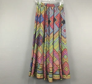 TRULY 4 YOU MAXI SKIRT WOMEN S MULTICOLOR POLYESTER ELASTIC WAIST BOHO FESTIVAL - Picture 1 of 12
