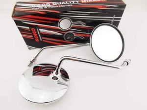 SUZUKI BOULEVARD S40 05-15 CHROME ROUND SOKO REAR VIEW MIRRORS - Picture 1 of 4